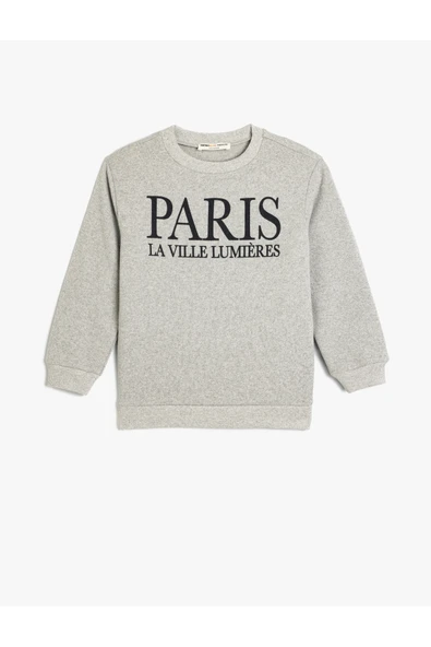 Koton Erkek Çocuk Sweatshirt Paris Baskılı Bisiklet Yaka Uzun Kollu Şardonlu ürün görseli 1
