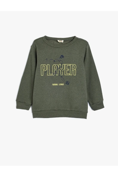 Koton Erkek Çocuk Sweatshirt Uzun Kollu Bisiklet Yaka Futbol Temalı Baskı Detaylı ürün görseli 1