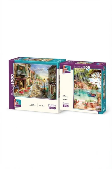 Yemeğe Davet ve Güne Merhaba İkili Set - 1000 + 500 Parça İkili Puzzle Seti ürün görseli 1