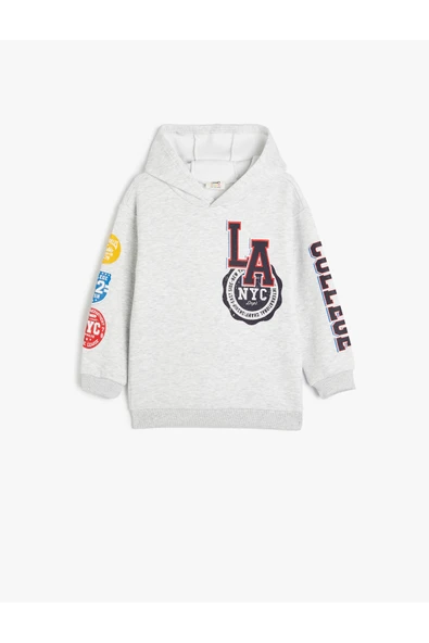 Koton Erkek Çocuk Kapşonlu Sweatshirt Los Angeles Baskılı Uzun Kollu ürün görseli 1
