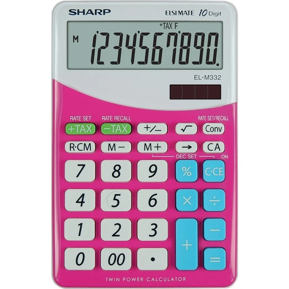 Sharp EL M332BPK Pembe 10 Haneli  Masaüstü Hesap Makinesi Geniş LCD Ekran ürün görseli 1