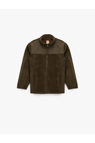 Koton Erkek Bebek Uzun Kollu Cepli Dik Yaka Fermuarlı Polar Sweatshirt ürün görseli 1