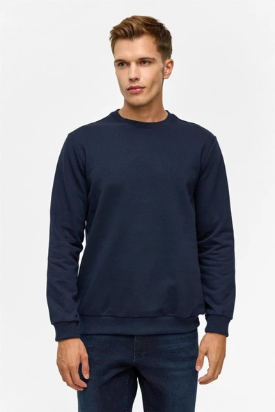 Hipatu Süvari Regular Düz Bisiklet Yaka Sweatshirt - Resim 2