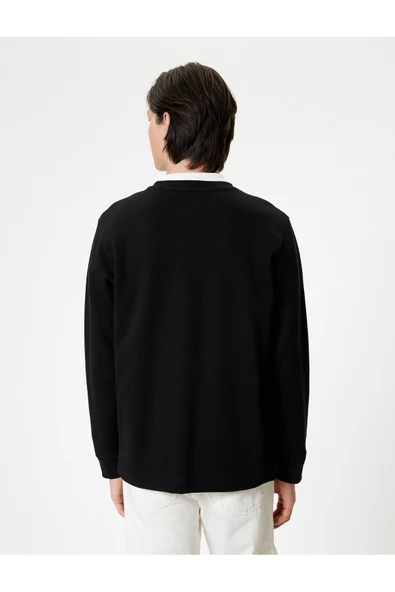 Koton Bisiklet Yaka Sweatshirt Basic Uzun Kollu Pamuklu - Resim 10