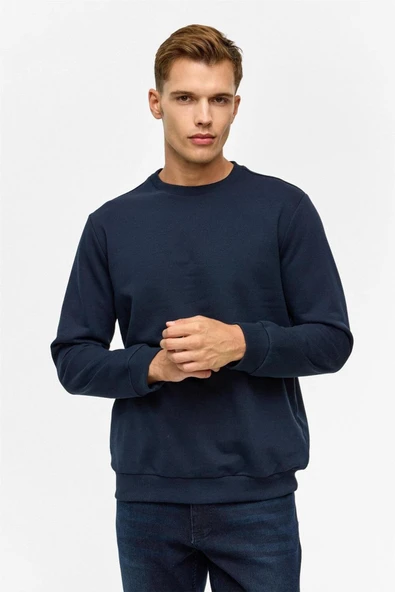Hipatu Süvari Regular Düz Bisiklet Yaka Sweatshirt - Resim 3