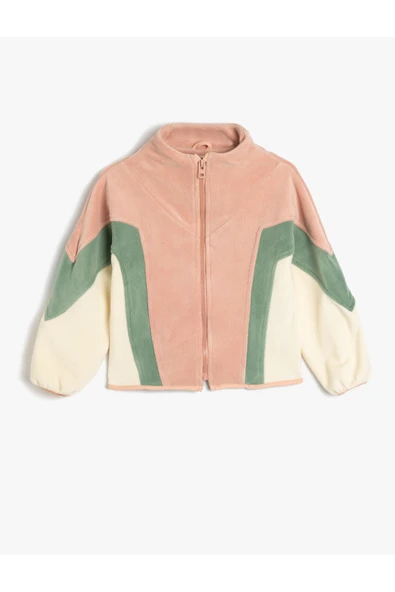 Koton Kız Çocuk Polar Sweatshirt Dik Yaka Yarım Fermuarlı Uzun Kollu ürün görseli 1