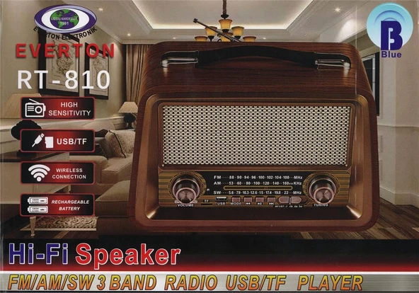 Everton Rt-810 Fm-Usb-Tf-Aux Şarjlı Nostaljik Radyo ürün görseli 1
