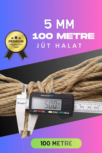 5 MM 100 Metre Jüt Halat Dekoratif Hasır İp Urgan Süs ürün görseli 1