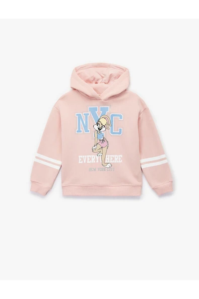 Koton Kız Çocuk Lisanslı Lola Bunny Baskılı Uzun Kollu Şardonlu Kapşonlu Sweatshirt ürün görseli 1