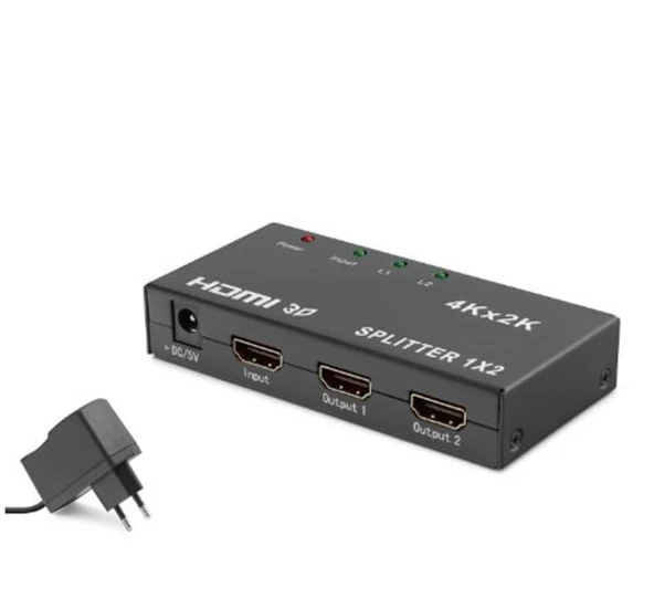 HADRON HDX1295 HDMI Splitter 4K 3D 1 In 2 Out - Siyah ürün görseli 1