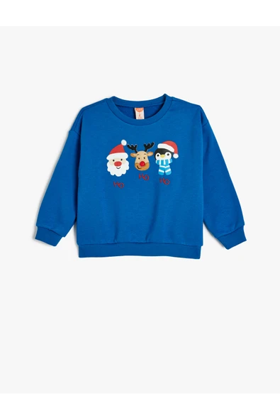 Koton Erkek Bebek Bisiklet Yaka Uzun Kollu Pamuklu Yılbaşı Baskılı Sweatshirt ürün görseli 1