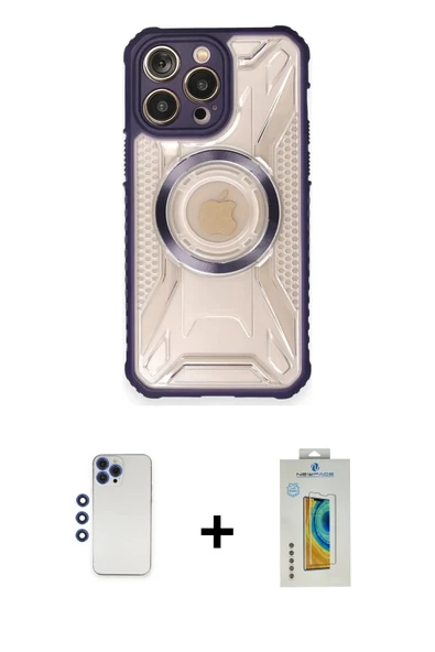 MARSİLYAN™- iPhone 12 Pro Max Kılıf Kutup Modern - Siyah Polymer Nano Ekran Koruyucu + Shine Kamera Lens - LT ürün görseli 1