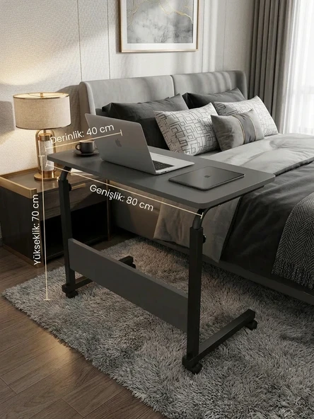 Royal Modern Yükseklik Ayarlı Çalışma Masası - (TEKERLİ) 80x40 ürün görseli 1