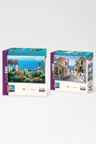 Sahil Sokak ve Sahil Köyü İkili Set - 1000 + 500 Parça İkili Puzzle Seti ürün görseli 1