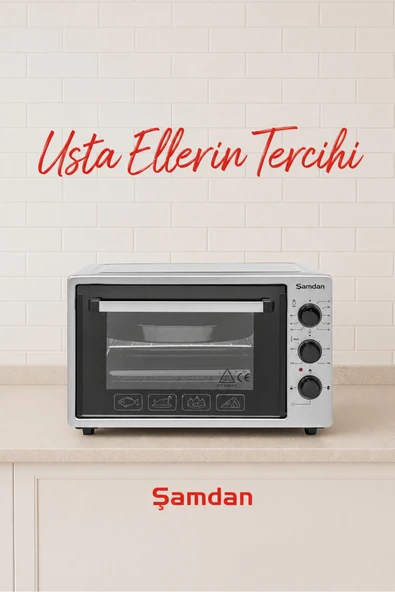 Şamdan 36 Lt Zaman ve Isı Ayarlı Mini Fırın  1300W 4 Fonksiyonlu Elektrikli Fırın ürün görseli 1