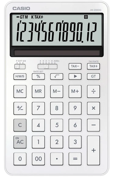 Casio JW-200DQ-WE 12 Hane İpeksi Beyaz Masa Üstü Hesap Makinesi ürün görseli 1