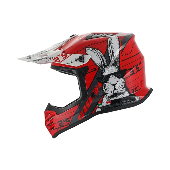 SWAY 618 Bunny Çocuk Cross Kaskı Bisiklet Motosiklet Enduro Kask XL Beden Siyah Kırmızı Çocuk Kaskı ürün görseli 1