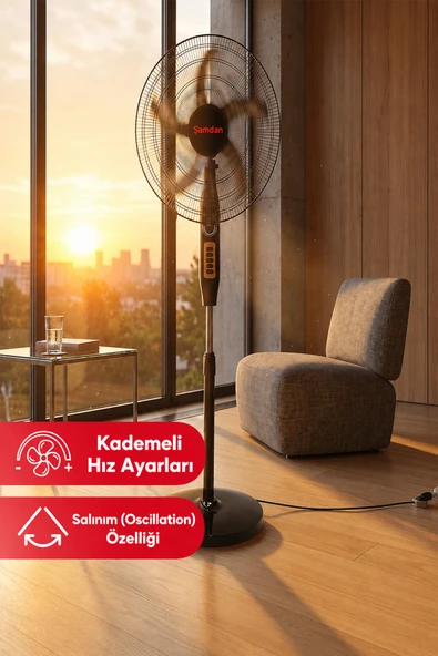 Şamdan 16" Ayaklı Vantilatör ürün görseli 1