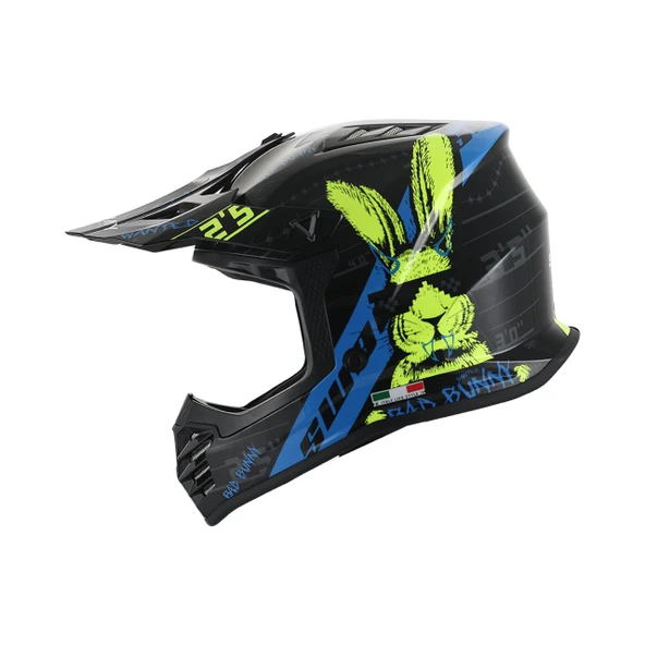 SWAY 618 Bunny Çocuk Cross Kaskı Bisiklet Motosiklet Enduro Kask L Beden Siyah Mavi Çocuk Kaskı ürün görseli 1