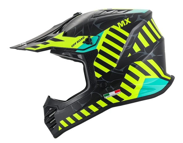 SWAY 618 Alert Çocuk Cross Kaskı Bisiklet Motosiklet Enduro Kask XL Beden Mat Siyah Sarı Çocuk Kaskı ürün görseli 1