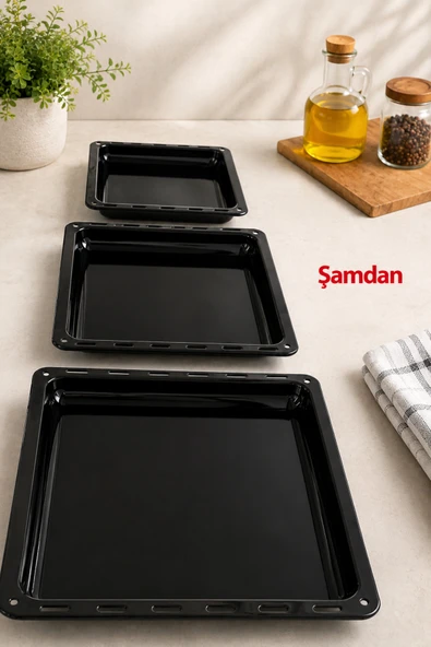 Şamdan 3'LÜ Pizza - Fırın Tepsisi 34-36-43 Cm ürün görseli 1