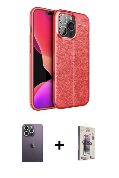 MARSİLYAN™- iPhone 13 Pro Max Kılıf Doruk Klasik Özel Seri - Siyah Bilvis 3D Cam Ekran Koruyucu + Neon Fosforlu Kamera L ürün görseli 1