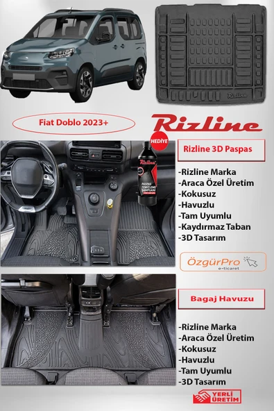 Rizline Fiat Doblo 2023+  Premıum Paspas ve Premıum Bagaj Havuzu Set ürün görseli 1