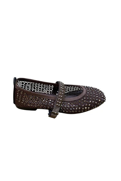 Shoes Kadın Düz Kaymaz Taban Atkı Lastikli Taşlı Delikli Babet ürün görseli 1
