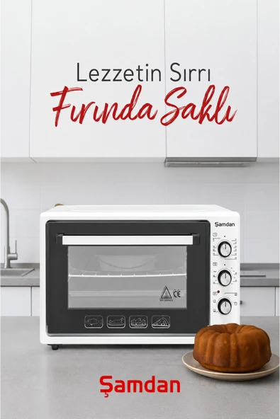 Şamdan 48 Lt Zaman ve Isı Ayarlı Mini Fırın 1300W Geniş Hacim Elektrikli Fırın ürün görseli 1