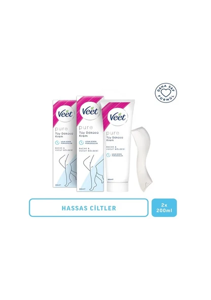 Veet Pure Hassas Ciltler Tüy Dökücü Krem 2 x 200 ML ürün görseli 1