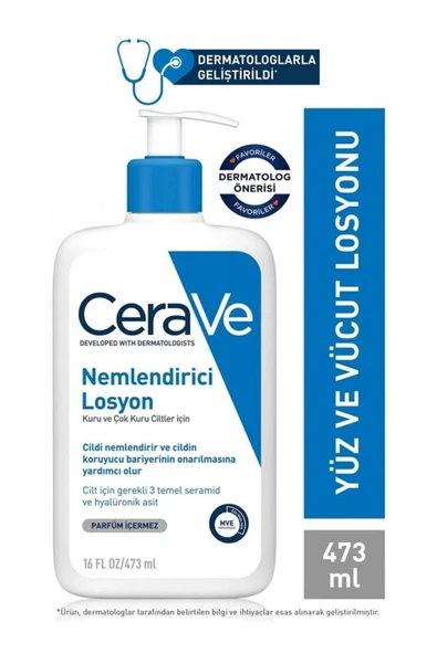 CeraVe Nemlendirici Losyon Kuru Ciltler Seramid ve Hyalüronik Asit İçerikli Yüz Vücut 473ml ürün görseli 1