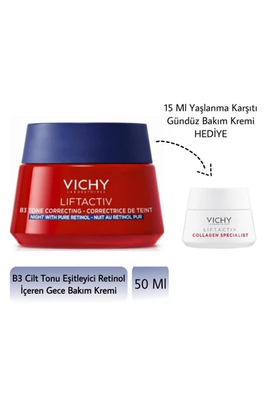 Vichy Liftactiv B3 Retinol İçeren Gece Kremi 50 Ml + Gündüz Kremi 15 Ml HEDİYE ürün görseli 1