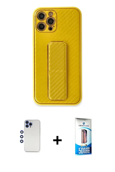 MARSİLYAN™- iPhone 12 Pro Max Kılıf Yörünge Yansıma - Siyah 5D Eko Cam Ekran Koruyucu + Shine Kamera Lens - LT ürün görseli 1