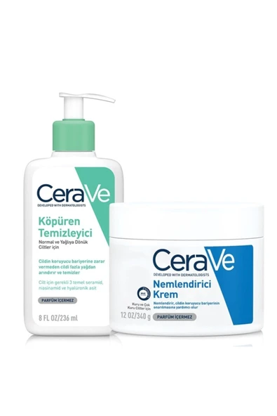 CeraVe Yüz Ve Vücut Bakım Seti ( Köpüren Temizleyici 236 Ml + Nemlendirici Krem 340 Gr ) ürün görseli 1