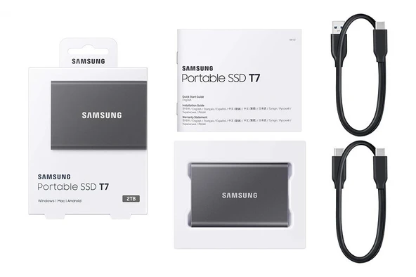 Samsung T7 2TB Usb 3.2 Gen 2 Type-C Gri - Resim 2