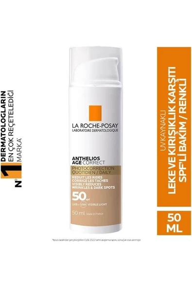 La Roche Posay Anthelios Age Correct SPF50 Leke ve Kırışıklık Karşıtı Nemlendirici Etkili Renkli Güneş Kremi 50ml ürün görseli 1