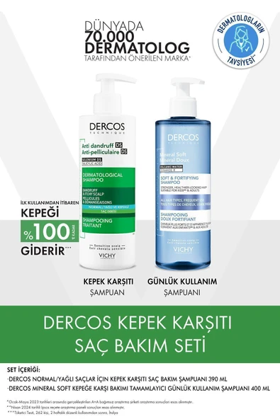 Vichy Kepekli Saçlar İçin Arındırıcı ve Yatıştırıcı Etkili Saç Bakım Seti – Saç Derisini Dengeleyici ürün görseli 1