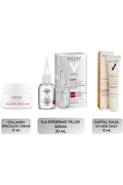 Vichy Liftactiv - Derin Kırışıklık Karşıtı Cilt Bakım Rutini 3'lü Set + Çanta Hediyeli (15 ml+15 ml+30 ml) ürün görseli 1