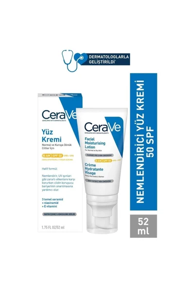 CeraVe B3 Vitaminli SPF50 Güneş Korumalı Nemlendirici Krem 50ml ürün görseli 1