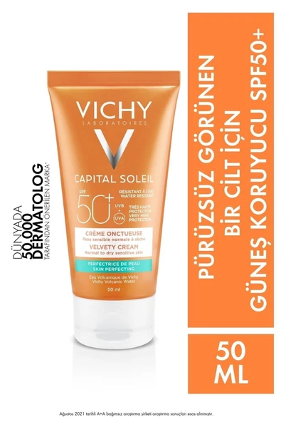 Vichy Capital Soleil Spf50+ Velvety Pürüzsüz Görünen Bir Cilt İçin Güneş Koruyucu- 50ml ürün görseli 1