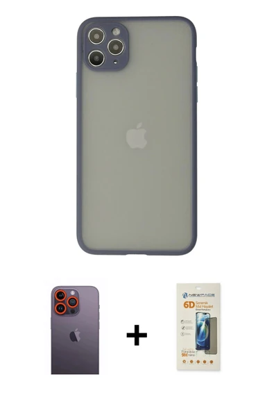 MARSİLYAN™- iPhone 12 Pro Max Kılıf Ahenk Çizgi Serisi - Siyah 6D Mat Seramik Hayalet Nano Ekran Koruyucu + Neon Fosforl ürün görseli 1