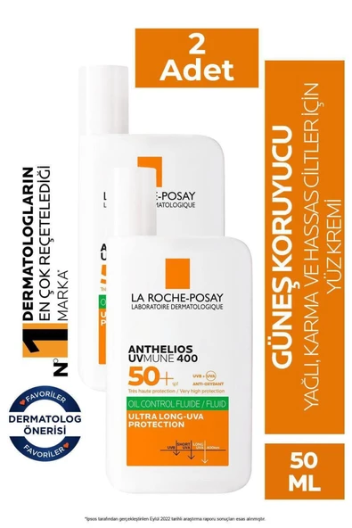 La Roche Posay Anthelios Uvmune 400 Oil Control Fluid Güneş Kremi Spf50+ 50ml 2 Adet ürün görseli 1