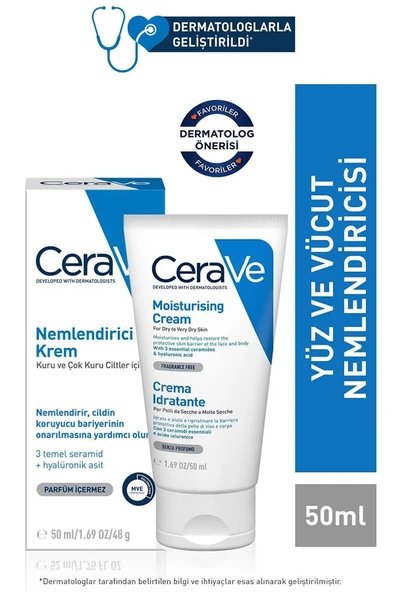 CeraVe Nemlendirici Krem Kuru ve Çok Kuru Ciltler 50 ml ürün görseli 1
