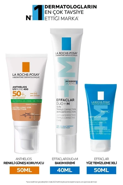 La Roche Posay Yağlı Ciltler İçin Cilt Bakım Seti:Anthelios Renkli Güneş Kremi, Effaclar Duo+M,Temizleme Jeli ürün görseli 1