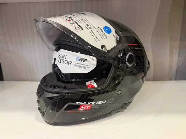 KASK MT THUNDER 4R SV LUMİNENCE D1 PARLAK GRİ - Resim 2