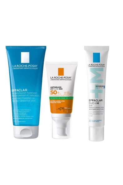 La Roche Posay Effaclar Duo Krem Dry Touch Güneş Kremi ve Effaclar Jel Güneş Bakım Seti ürün görseli 1
