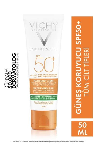 Vichy Anti-Shine Mattifying Face Sunscreen Spf 50+ 50ml Effective Protective DKÜRN298 ürün görseli 1