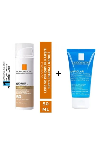 La Roche Posay Lrp Anthelios Age Correct Daily Light Spf50+ Cream 50 Ml + Effaclar Gel 50 Ml ürün görseli 1