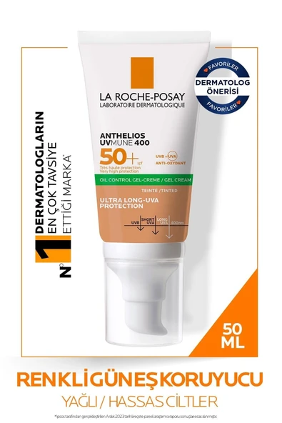 La Roche Posay Anthelios XL SPF50 Dry Touch Parfümsüz Geniş Spektrumlu Renkli Yüz Güneş Kremi 50ml ürün görseli 1