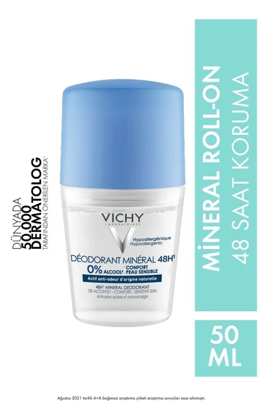Vichy 48 Saat Terleme Karşıtı Etkili Alüminyum Tuzu İçermeyen Mineral Roll-On 50 ml ürün görseli 1